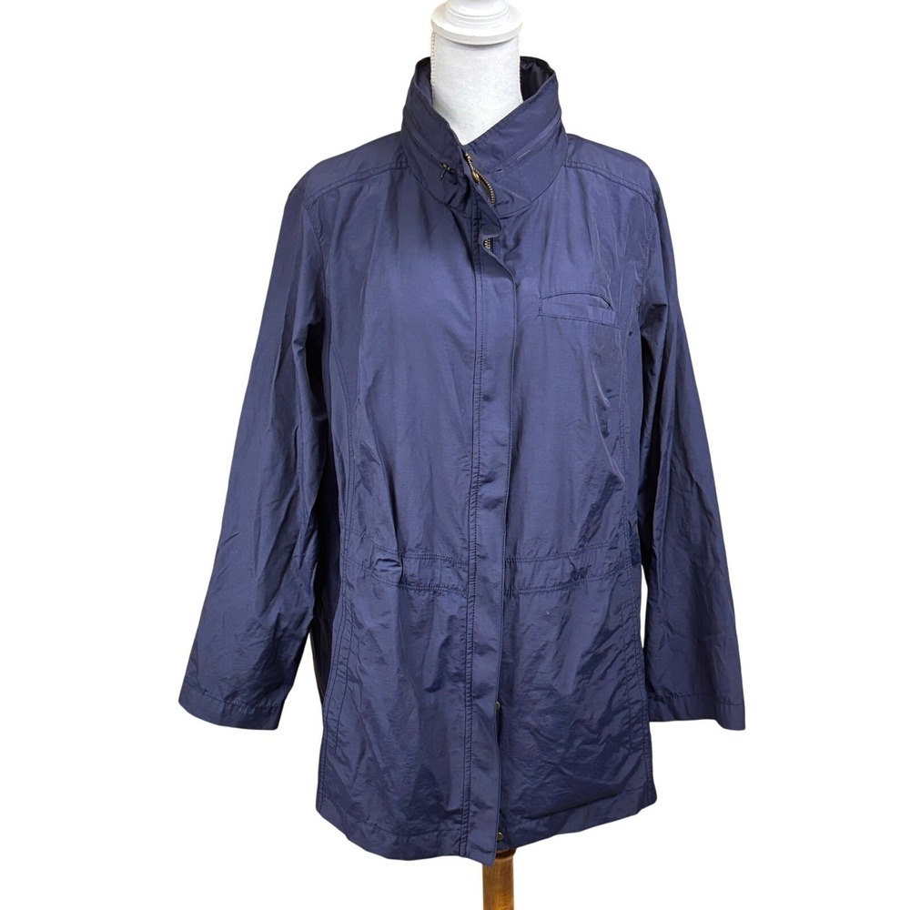 Eileen Fisher Navy Organic Cotton Nylon Zip Up Utility Jacket 1X Minimalist